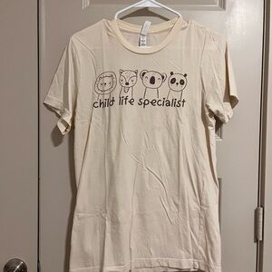 Cream Child Life Specialist T-Shirt with Animal Print